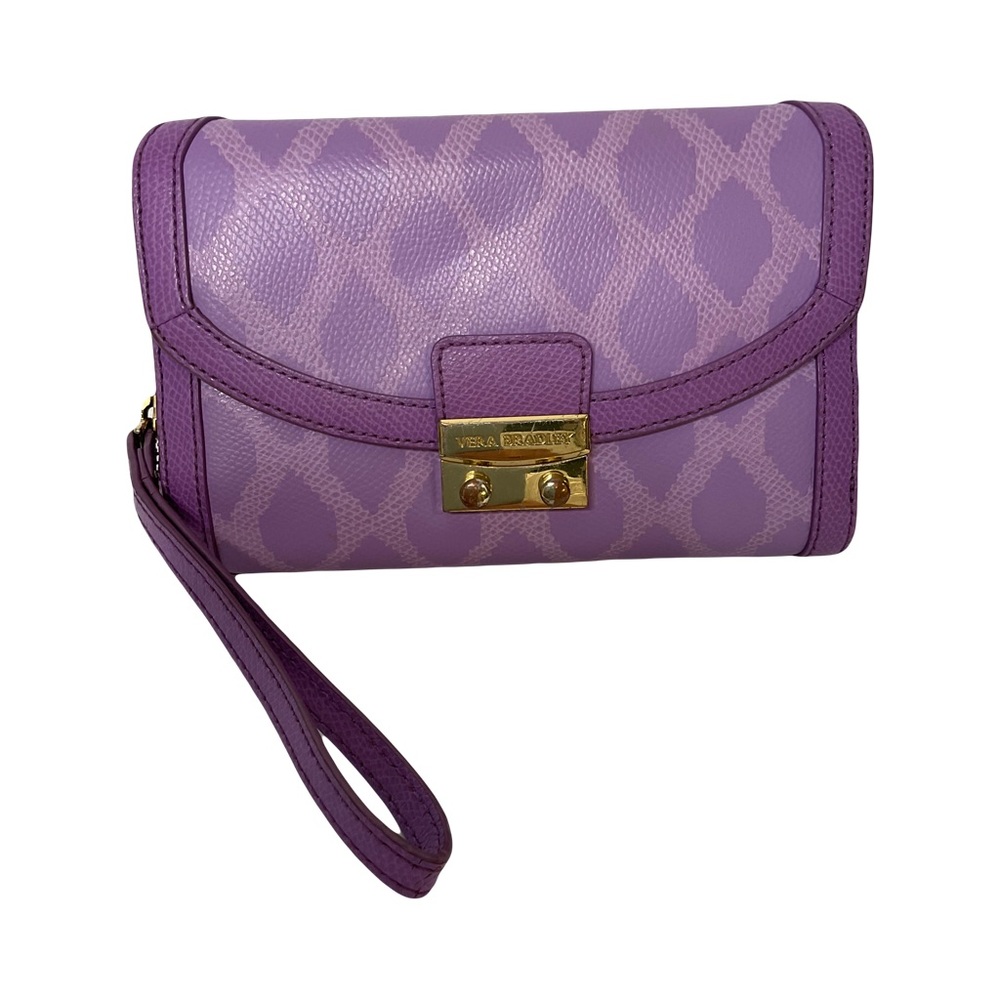 Vera Bradley Ikat Diamonds Lilac Ultimate Clasp & Zipper Closure Wristlet Wallet - Picture 1 of 12
